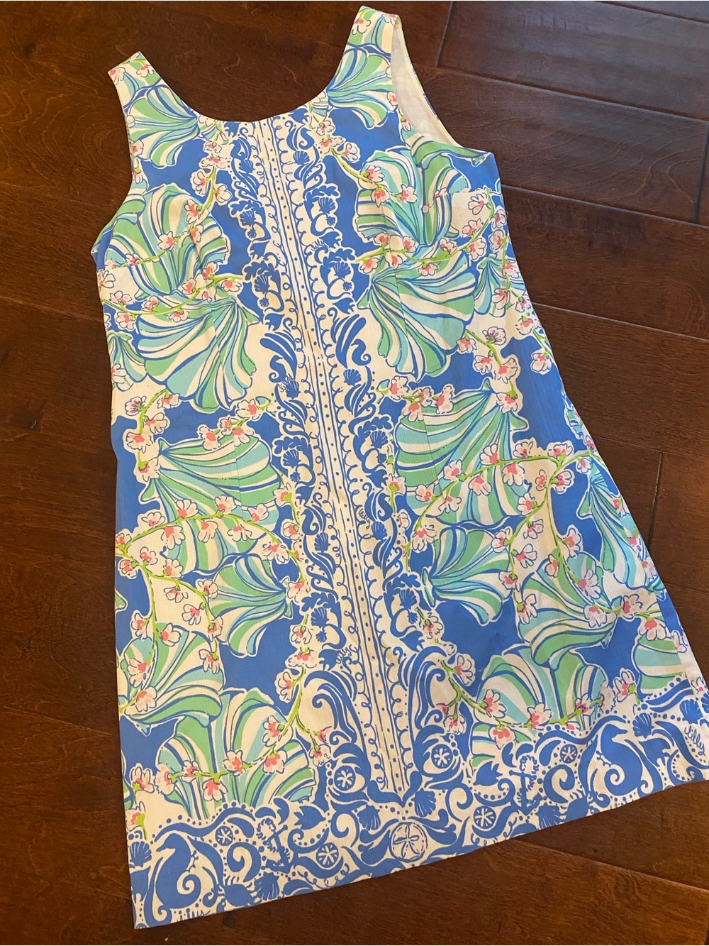 Lilly Pulitzer Cathy Shift EUC Bay Blue Coasting Engineered Shell size 6